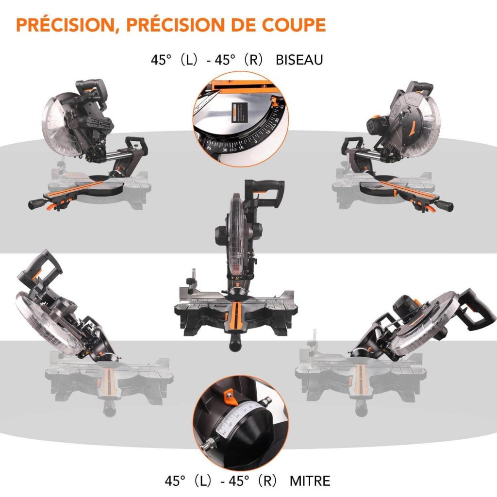 précision de coupe scie radiale Tacklife PMS03A